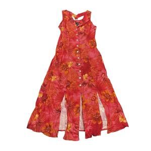 Vintage Scarlett Floral Sleeveless Maxi Dress Resort Beach Tropical Botanical